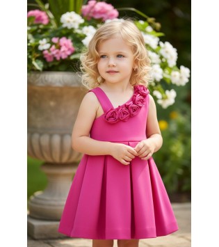 Abel & Lula Φόρεμα Κρεπ Ασύμμετρο Φούξια