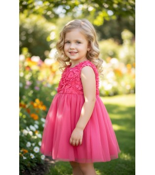 Abel & Lula Φόρεμα 3D Λουλούδια Φούξια