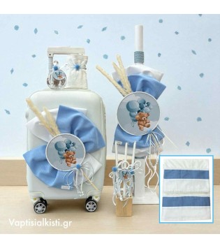 Σετ Βάπτισης Αρκουδάκι Μπαλόνια Σιέλ Σετ Βάπτισης Αρκουδάκι Μπαλόνια Σιέλ