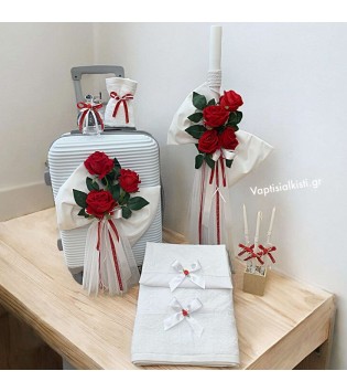 Σετ Βάπτισης Κόκκινα Τριαντάφυλλα Σετ Βάπτισης Κόκκινα Τριαντάφυλλα