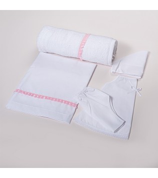 Σετ Λαδόπανα Φούντες Λευκό-Ροζ