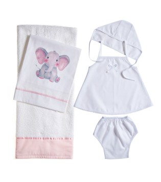 Σετ Λαδόπανα Ελεφαντάκι Ροζ