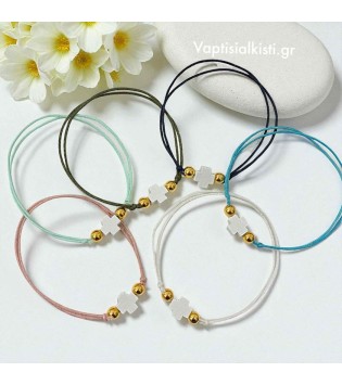 Μαρτυρικό Βραχιόλι Σταυρός Ξύλινος Χρυσές Χάντρες 