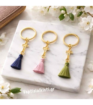 Μαρτυρικό Μπρελόκ Χρυσός Σταυρός Με Φουντάκι Μίνι