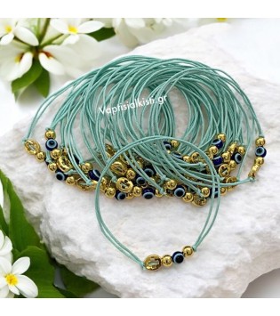 Μαρτυρικό Βραχιολάκι Σταυρός Οβάλ Gold & Χάντρα Μάτι