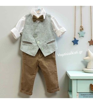 VaptisiAlkisti Σετ Μπεζ-Μέντα VA-1009 VaptisiAlkisti Σετ Μπεζ-Μέντα VA-1009