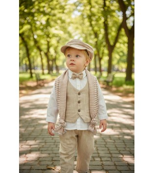 VaptisiAlkisti Σετ Λινό Μπεζ Τερακότα