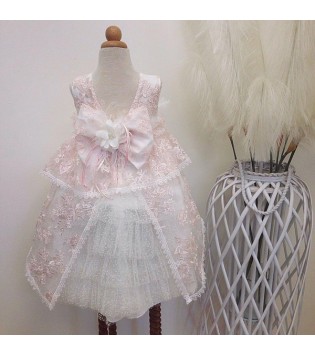 Vaptisialkisti Φόρεμα Ασύμμετρο Δαντέλα Dusty Pink VA-3245