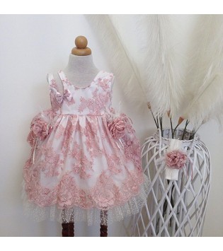 Vaptisialkisti Φόρεμα Δαντέλα Dusty Pink Exclusive VA-7325