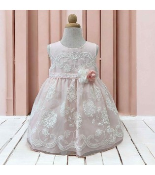 Abel & Lula Φόρεμα Οργάντζα Κεντητή Ροζ Abel & Lula Φόρεμα Οργάντζα Κεντητή Ροζ