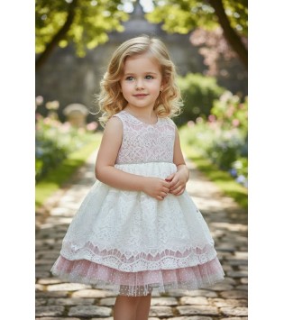 Vaptisialkisti Φόρεμα Δαντέλα Zώνη Στρας Vaptisialkisti Φόρεμα Δαντέλα Zώνη Στρας