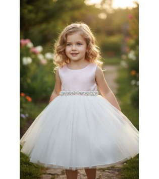 Βαπτιστικό Φόρεμα "Pearl Romance" - Ροζ & Λευκό Βαπτιστικό Φόρεμα "Pearl Romance" - Ροζ & Λευκό