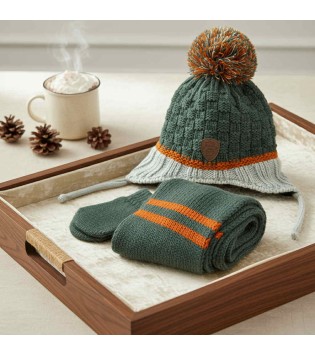 Βρεφικό Σετ Σκουφάκι-Γάντια-Κασκόλ Λαδί Βρεφικό Σετ Σκουφάκι-Γάντια-Κασκόλ Λαδί