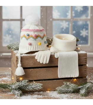 Σετ Σκουφάκι-Γάντια-Κασκόλ Κρεμ Σετ Σκουφάκι-Γάντια-Κασκόλ Κρεμ