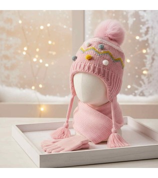 Σετ Σκουφάκι-Γάντια-Κασκόλ Ροζ Σετ Σκουφάκι-Γάντια-Κασκόλ Ροζ