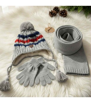 Σετ Σκουφάκι-Γάντια-Κασκόλ Γκρι Σετ Σκουφάκι-Γάντια-Κασκόλ Γκρι