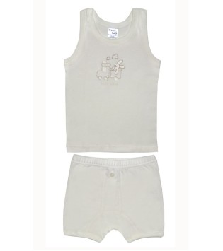 Pretty Baby Σετ Εσώρουχα Φανελάκι & Μποξεράκι Εκρού
