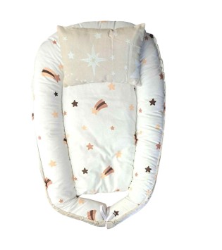 Βρεφική Φωλιά Διπλής Όψεως & Μαξιλάρι Μπεζ Βρεφική Φωλιά Διπλής Όψεως & Μαξιλάρι Μπεζ