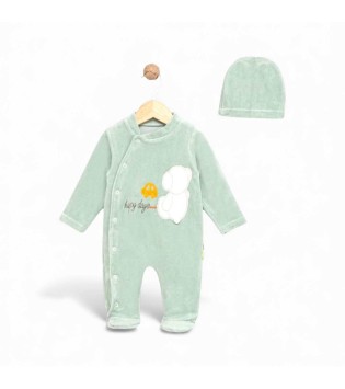 Βρεφικό Φορμάκι Βελουτέ & Σκουφάκι Μέντα