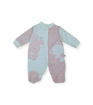 Βρεφικό Φορμάκι Interlock Ζωάκια Ροζ