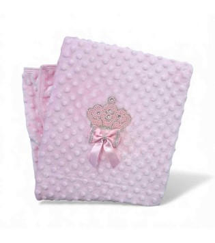 Βρεφικό Κουβερτάκι Βελουτέ Με Κορώνα Βρεφικό Κουβερτάκι Βελουτέ Με Κορώνα