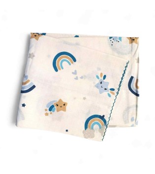 Πάνα Μουσελίνα 80x90cm Ουράνιο Τόξο Μπλε Πάνα Μουσελίνα 80x90cm Ουράνιο Τόξο Μπλε