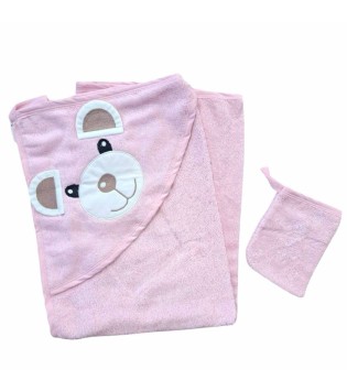 Κάπα Μπουρνούζι Με Κουκούλα Και Γάντι Μπάνιου Αρκουδάκι Ροζ Κάπα Μπουρνούζι Με Κουκούλα Και Γάντι Μπάνιου Αρκουδάκι Ροζ