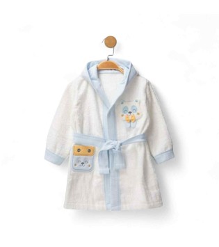 Μπουρνούζι Παιδικό Με Κουκούλα Αρκουδάκι Σιέλ Μπουρνούζι Παιδικό Με Κουκούλα Αρκουδάκι Σιέλ