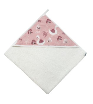 Βρεφική Πετσέτα Με Κουκούλα Swan Ροζ Βρεφική Πετσέτα Με Κουκούλα Swan Ροζ