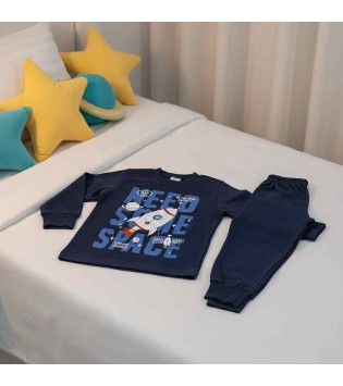 Pretty Baby Πυζάμα Χειμερινή Τύπωμα Space Μπλε