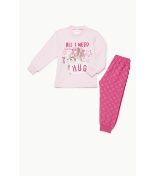 Pretty Baby Πυζάμα Χειμερινή Τύπωμα Hug