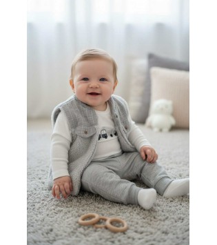 Βρεφικό Σετ 3 Τμχ Grey Βρεφικό Σετ 3 Τμχ Grey