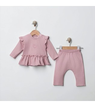 Βρεφικό Σετ 2 Τεμαχίων Dusty Pink Καρδιά