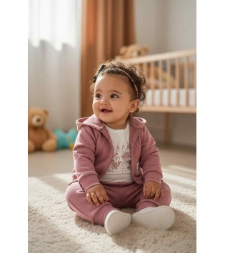 Βρεφικό Σετ Φόρμας Με Ζακέτα Dusty Pink