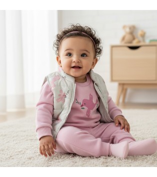 Βρεφικό Σετ Φόρμας Με Αμάνικο Μπουφάν Pink