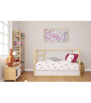 Σετ Σεντόνια Κούνιας Bebe Cloudy Bear White-Pink Σετ Σεντόνια Κούνιας Bebe Cloudy Bear White-Pink