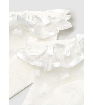 Mayoral Βρεφικά Καλτσάκια Λουλούδια Εκρού Mayoral Βρεφικά Καλτσάκια Λουλούδια Εκρού